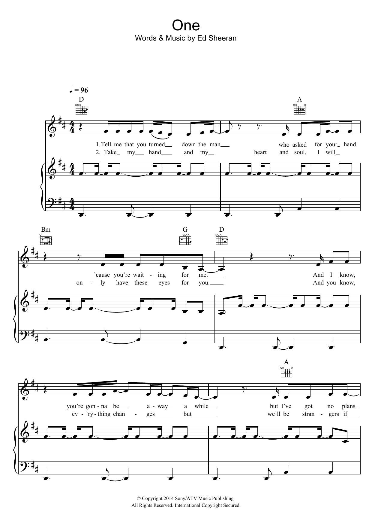 Download Ed Sheeran One Sheet Music and learn how to play Beginner Piano PDF digital score in minutes