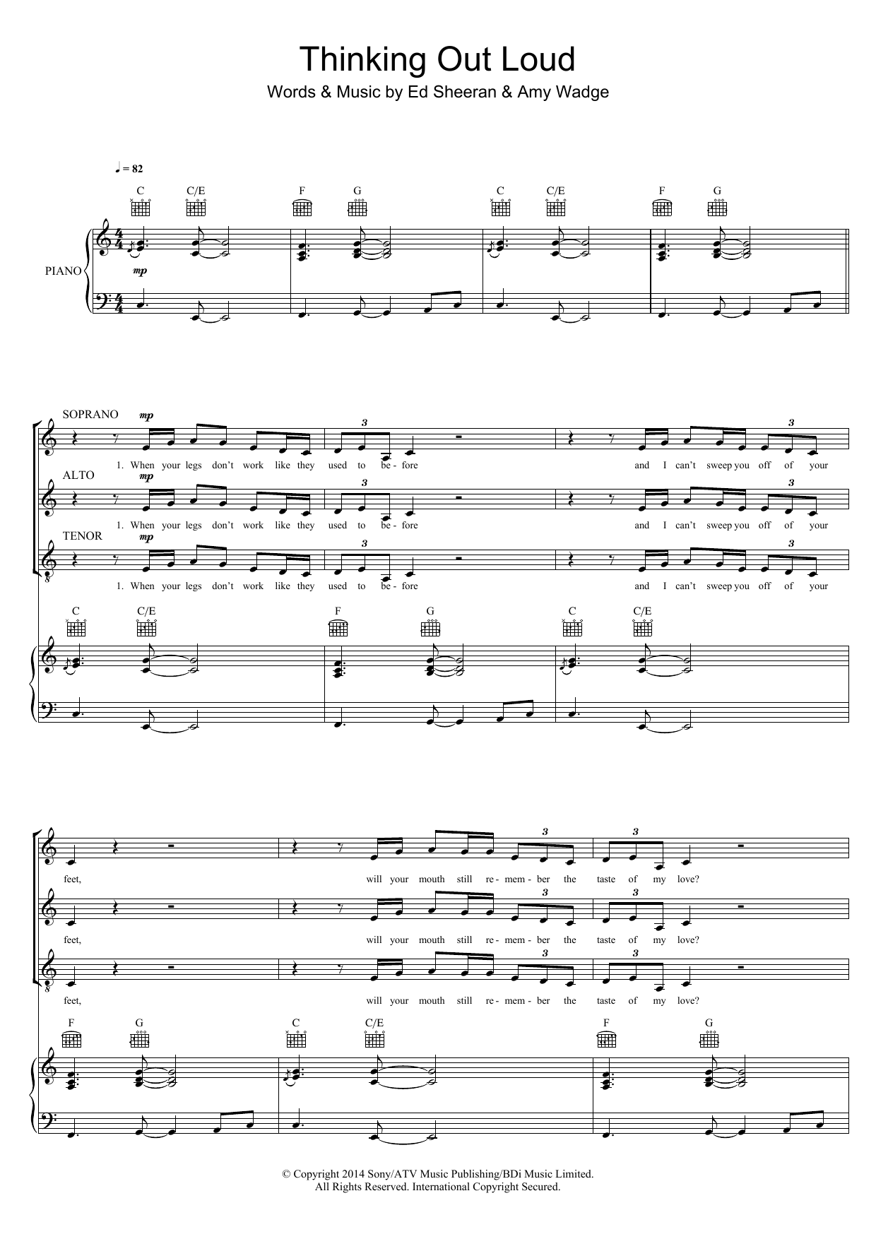 Download Ed Sheeran Thinking Out Loud (arr. Mark De-Lisser) Sheet Music and learn how to play SAT PDF digital score in minutes
