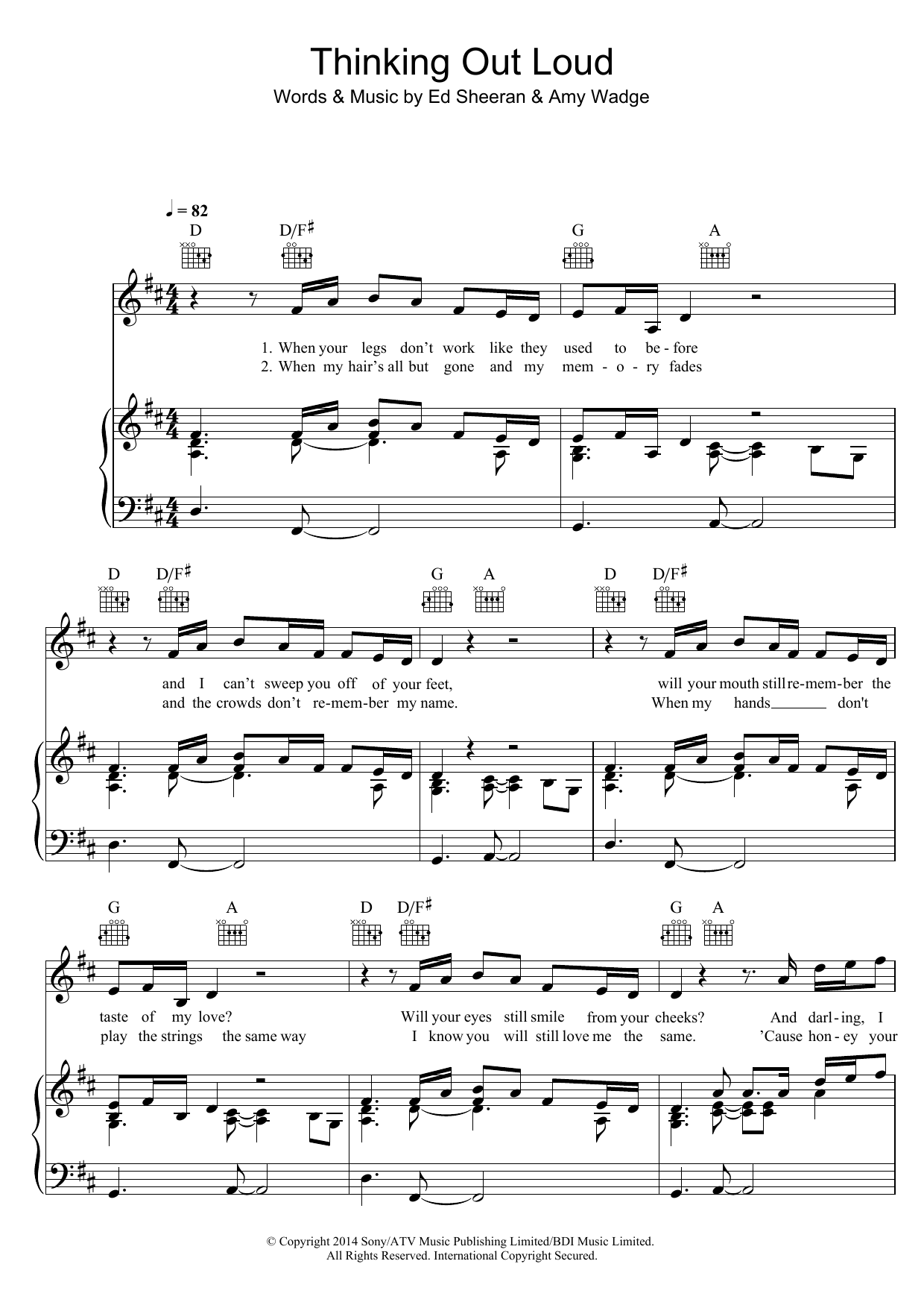 Download Ed Sheeran Thinking Out Loud Sheet Music and learn how to play Easy Piano PDF digital score in minutes