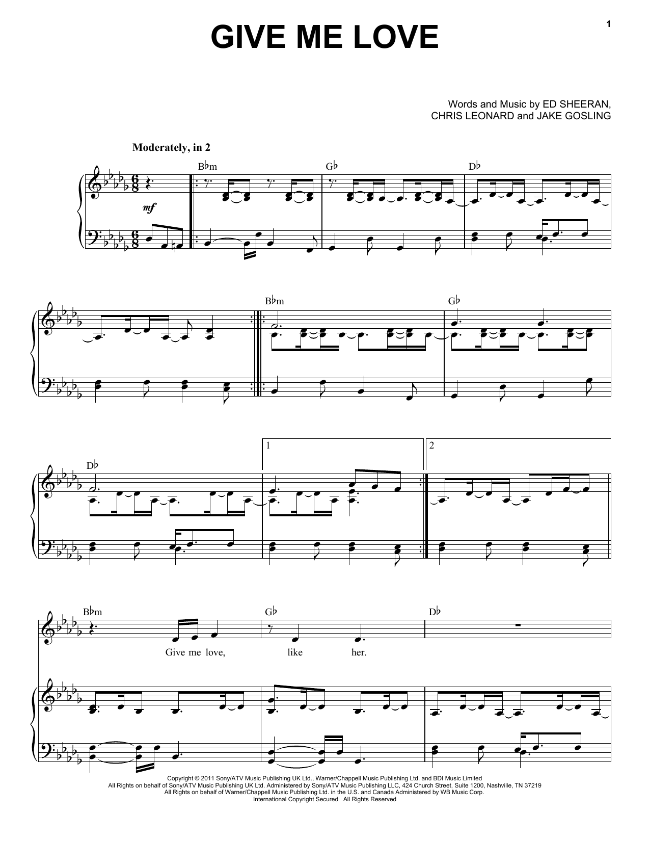 Ed Sheeran "Give Love" Music Notes | Download Printable PDF Score