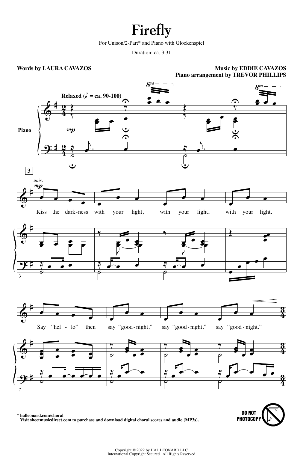 Download Eddie Cavazos Firefly (arr. Trevor Phillips) Sheet Music and learn how to play Choir PDF digital score in minutes