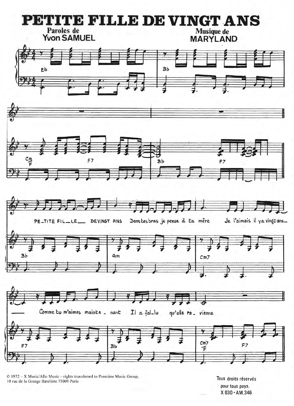 Download Eddie Constantine Petite Fille De Vingt Ans Sheet Music and learn how to play Piano & Vocal PDF digital score in minutes