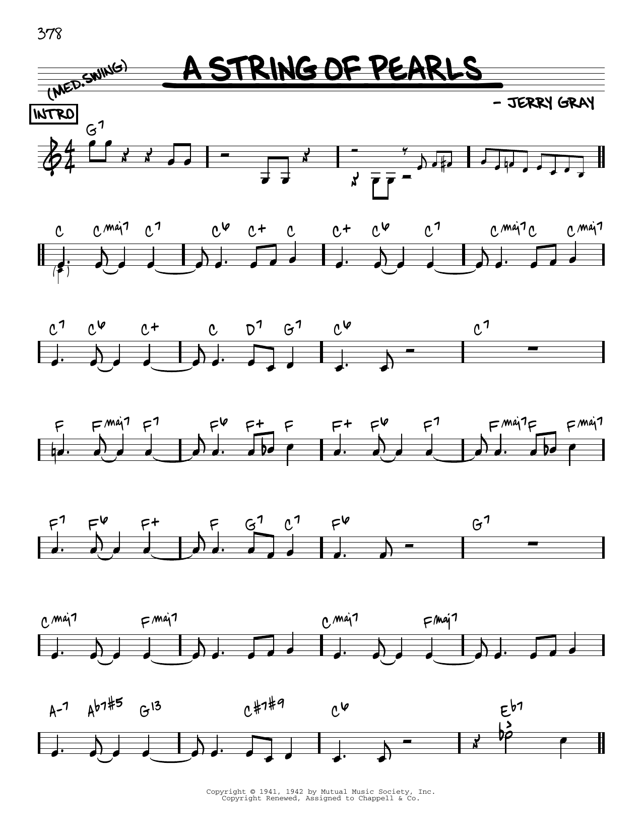 Download Eddie De Lange A String Of Pearls [Reharmonized version] (arr. Jack Grassel) Sheet Music and learn how to play Real Book – Melody & Chords PDF digital score in minutes