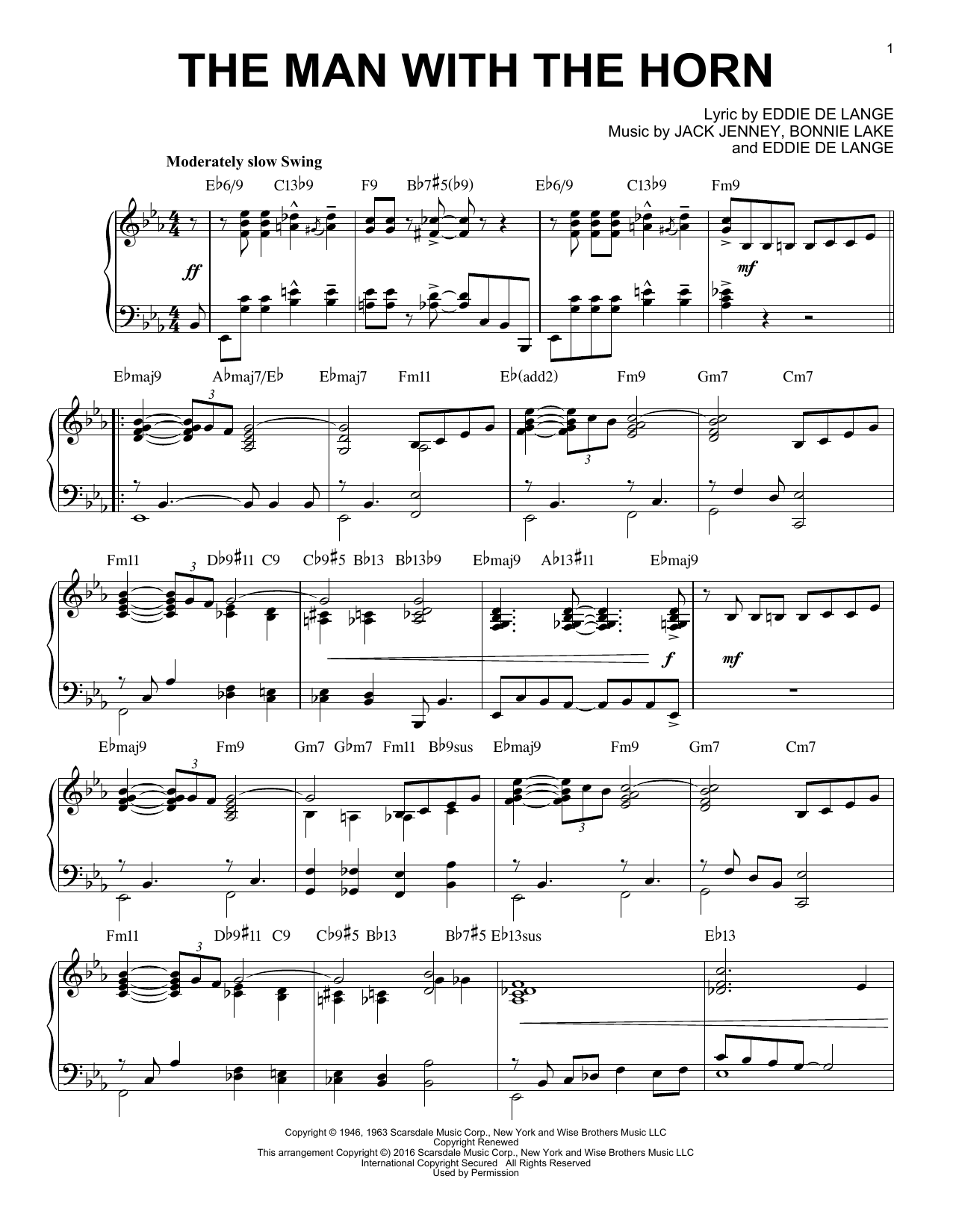 Download Eddie De Lange The Man With The Horn Sheet Music and learn how to play Piano PDF digital score in minutes