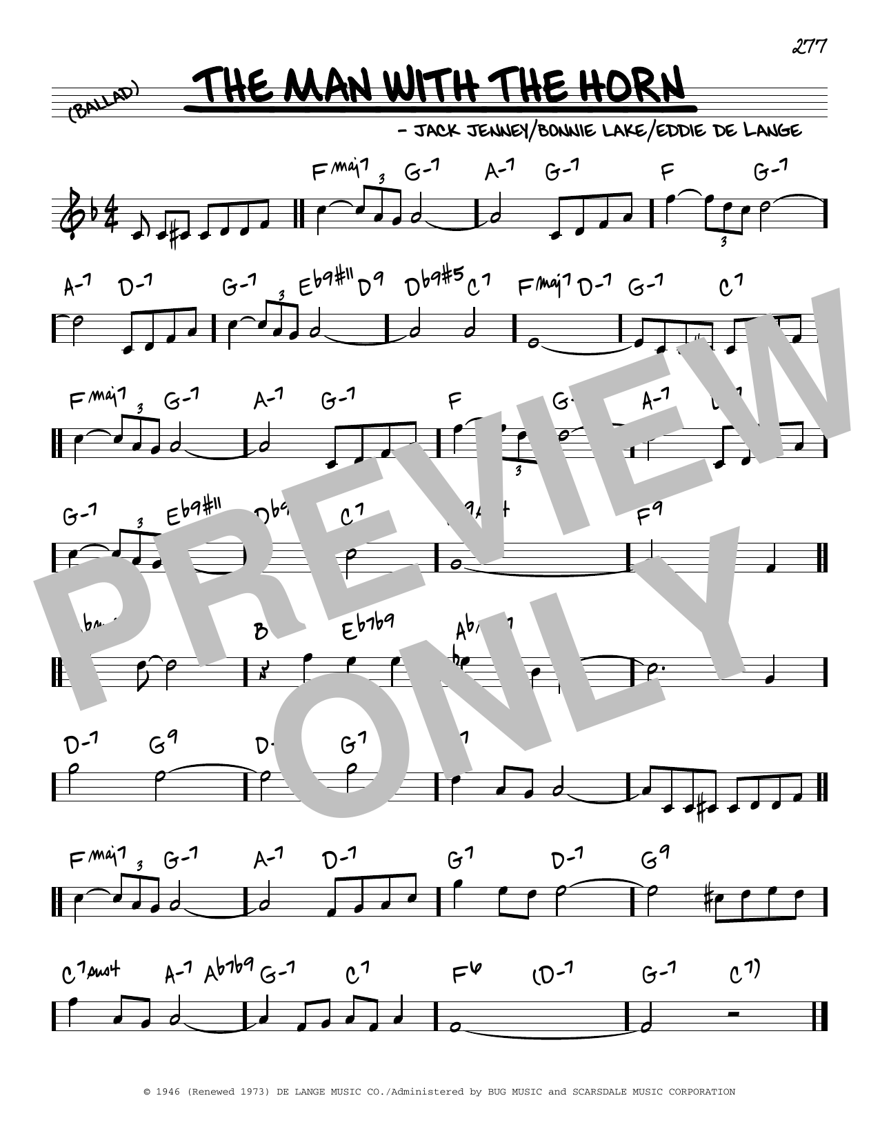 Download Eddie De Lange The Man With The Horn Sheet Music and learn how to play Real Book – Melody & Chords PDF digital score in minutes
