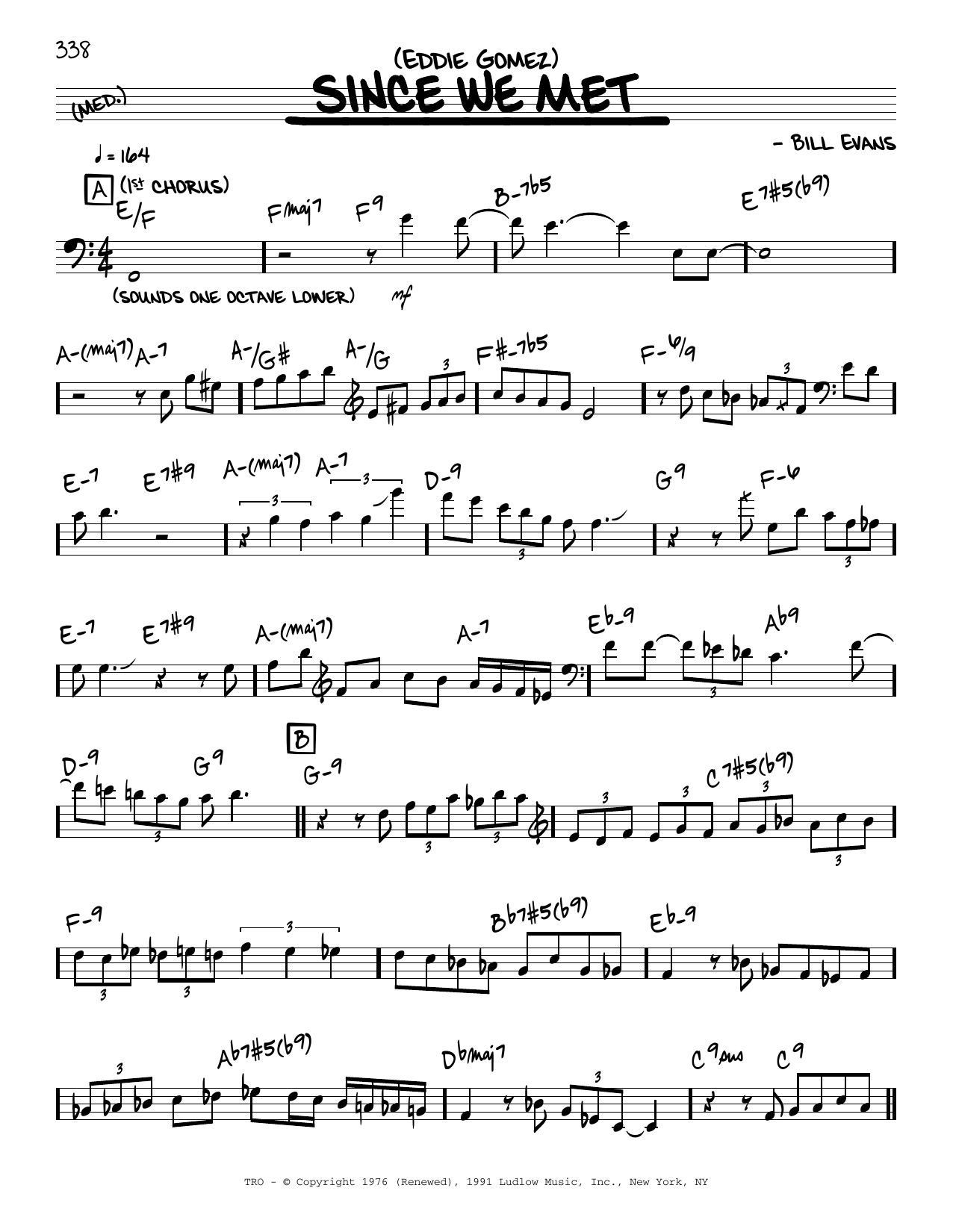 Download Eddie Gomez Since We Met (solo only) Sheet Music and learn how to play Real Book – Melody & Chords PDF digital score in minutes