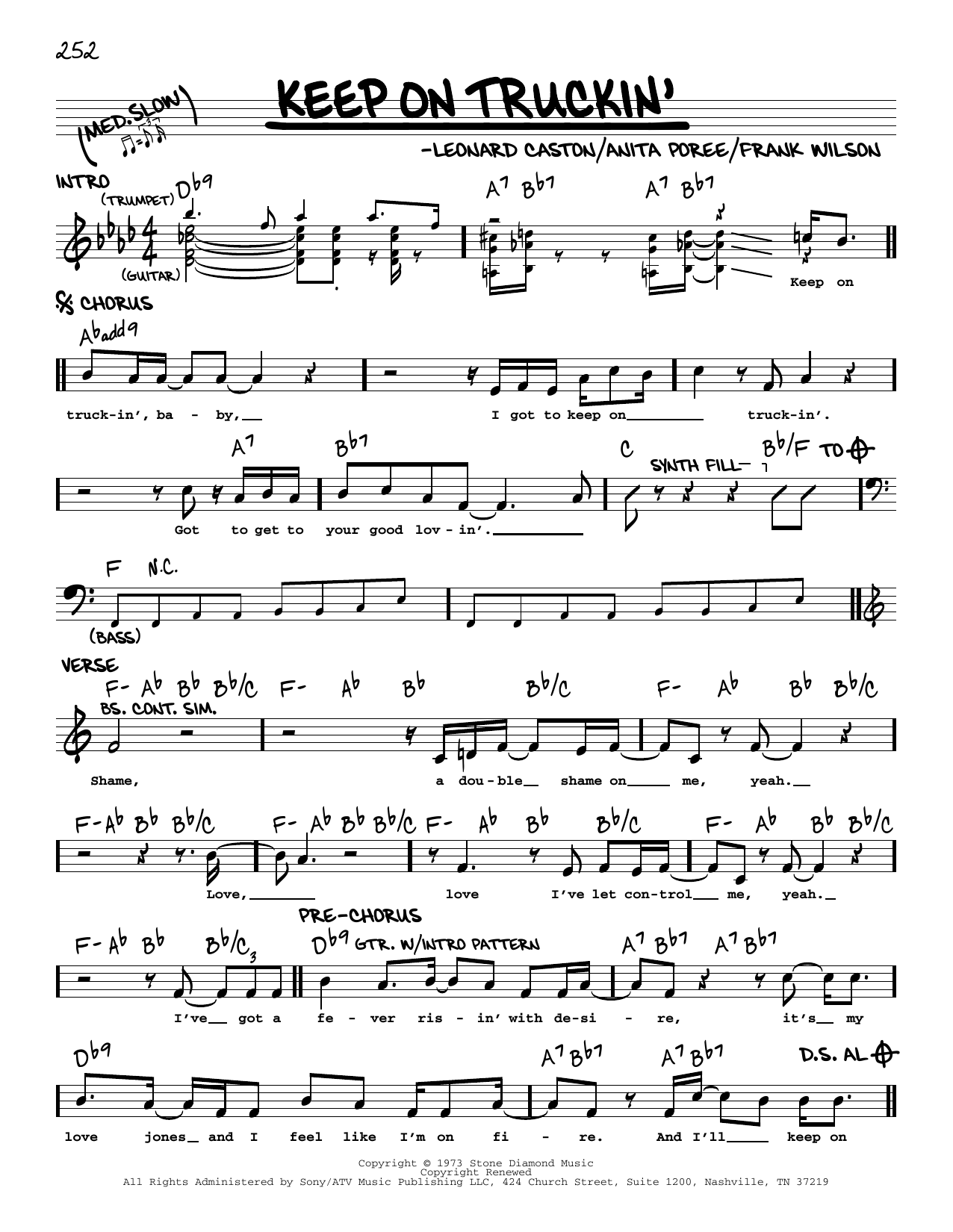 Download Eddie Kendricks Keep On Truckin' Sheet Music and learn how to play Real Book – Melody & Chords PDF digital score in minutes