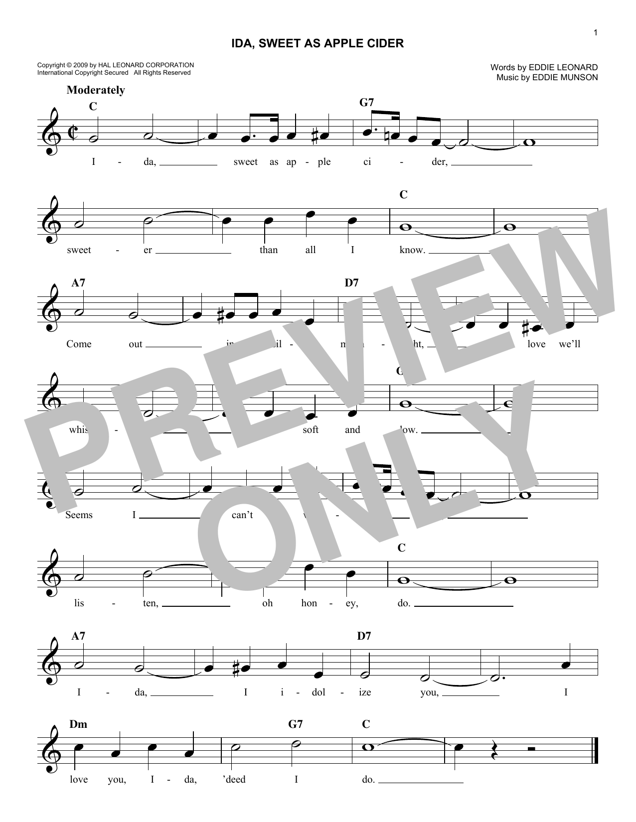 Download Eddie Munson Ida, Sweet As Apple Cider Sheet Music and learn how to play Melody Line, Lyrics & Chords PDF digital score in minutes