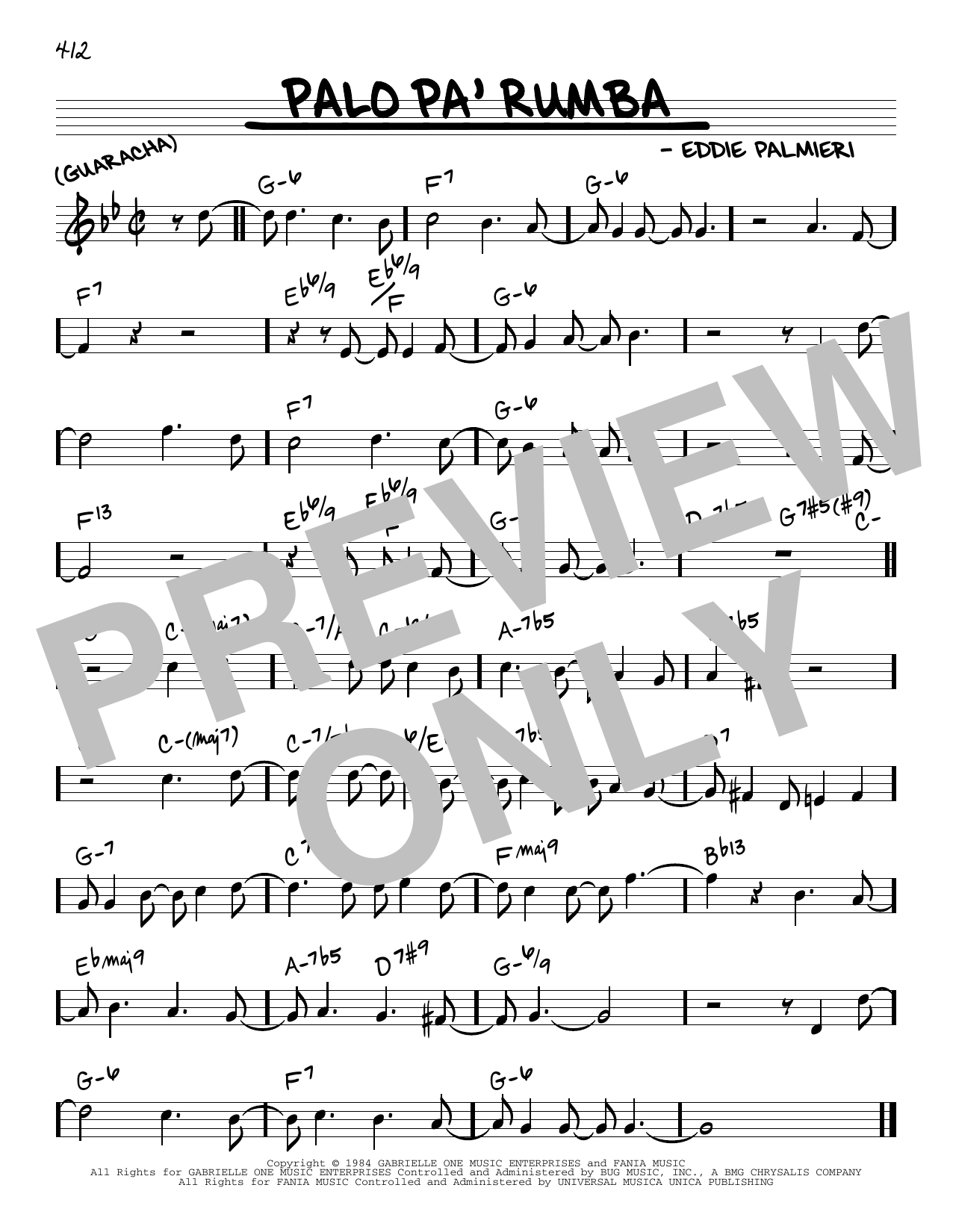 Download Eddie Palmieri Palo Pa' Rumba Sheet Music and learn how to play Real Book – Melody & Chords PDF digital score in minutes