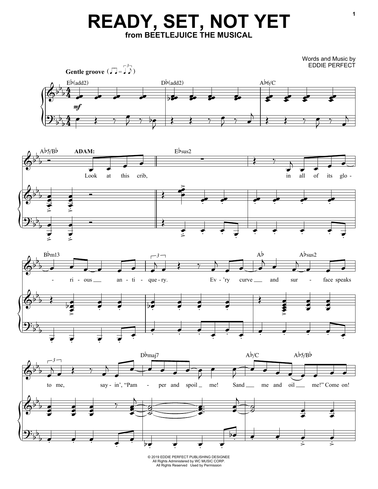 Download Eddie Perfect Ready, Set, Not Yet (from Beetlejuice The Musical) Sheet Music and learn how to play Piano & Vocal PDF digital score in minutes