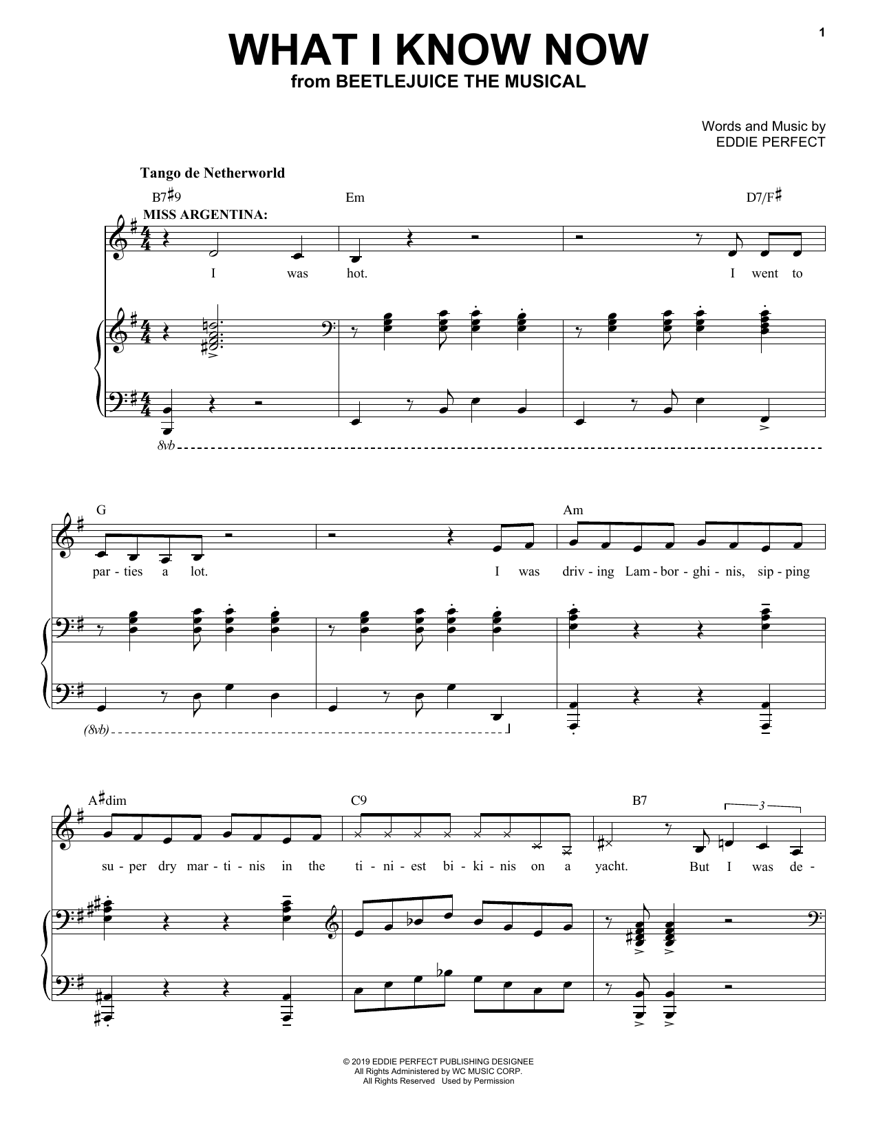 Download Eddie Perfect What I Know Now (from Beetlejuice The Musical) Sheet Music and learn how to play Piano & Vocal PDF digital score in minutes