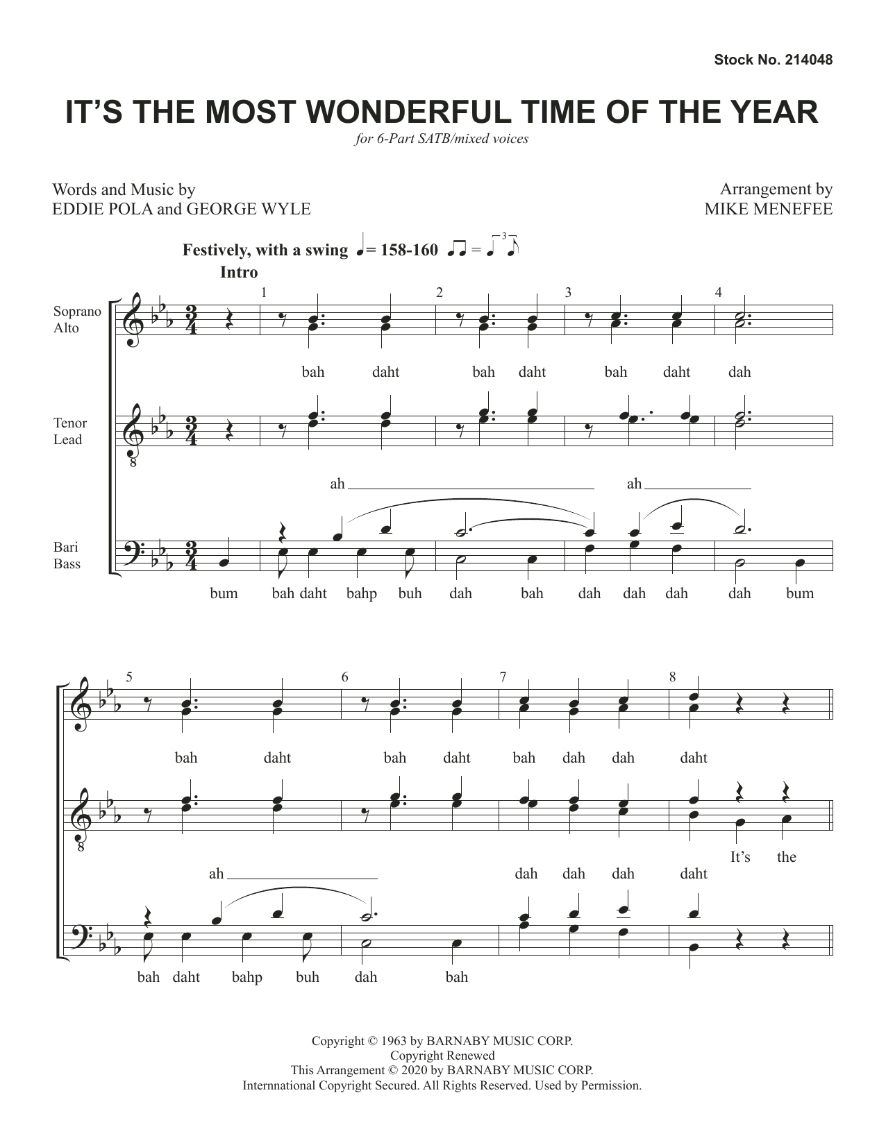 Download Eddie Pola & George Wyle It's The Most Wonderful Time Of The Year (arr. Mike Menefee) Sheet Music and learn how to play SATB Choir PDF digital score in minutes