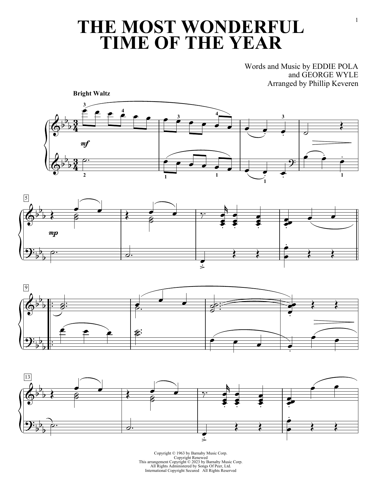 Download Eddie Pola & George Wyle The Most Wonderful Time Of The Year Sheet Music and learn how to play Piano Solo PDF digital score in minutes