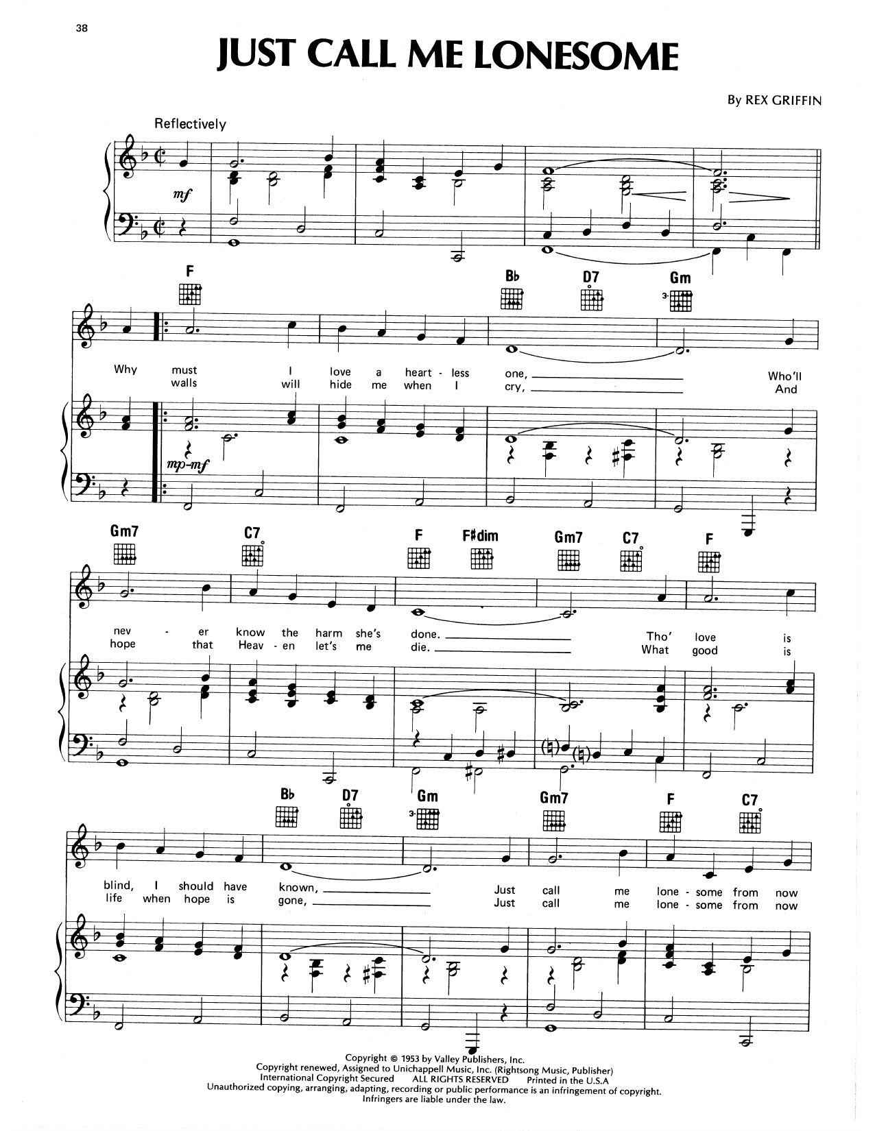 Download Eddy Arnold Just Call Me Lonesome Sheet Music and learn how to play Piano, Vocal & Guitar Chords (Right-Hand Melody) PDF digital score in minutes