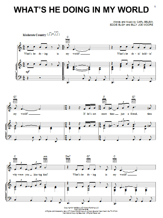 Download Eddy Arnold What's He Doing In My World Sheet Music and learn how to play Piano, Vocal & Guitar (Right-Hand Melody) PDF digital score in minutes