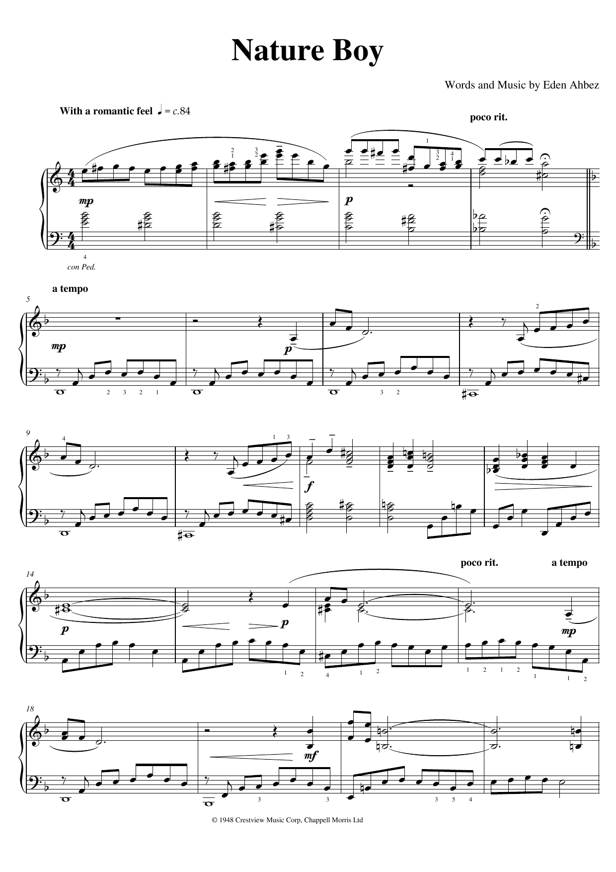 Download David Bowie Nature Boy Sheet Music and learn how to play Piano Solo PDF digital score in minutes