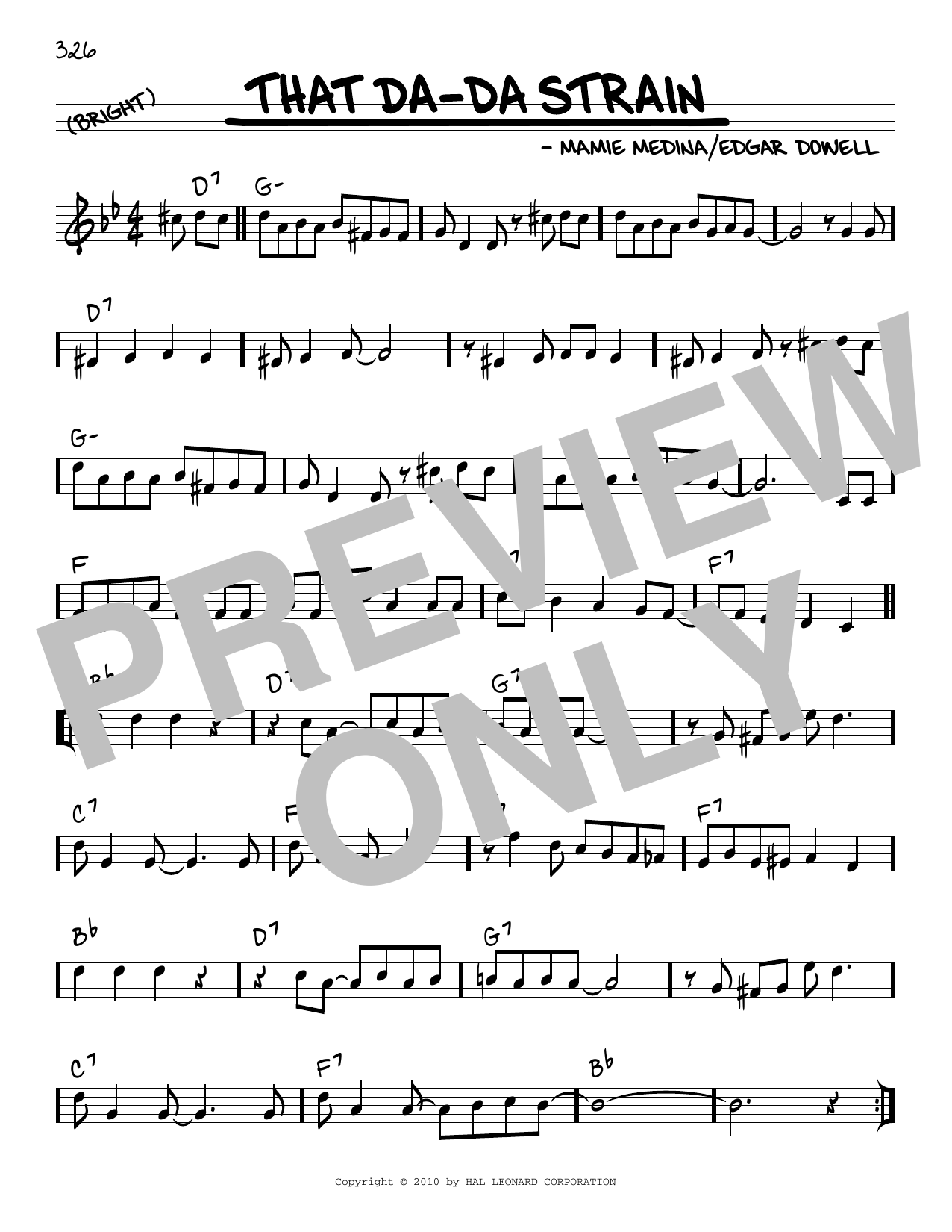 Download Edgar Dowell That Da-Da Strain (arr. Robert Rawlins) Sheet Music and learn how to play Real Book – Melody, Lyrics & Chords PDF digital score in minutes