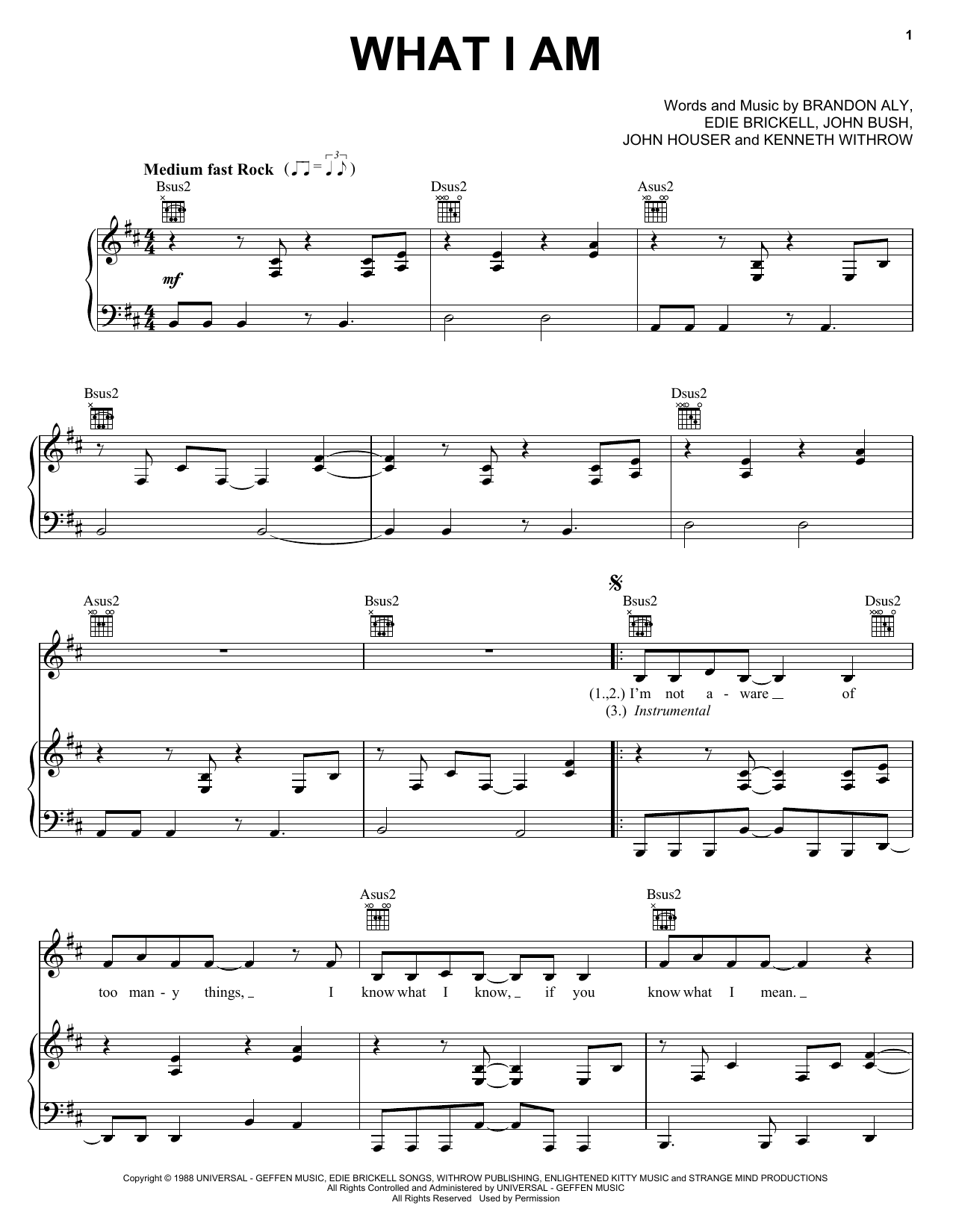 Download Edie Brickell & New Bohemians What I Am Sheet Music and learn how to play Ukulele Chords/Lyrics PDF digital score in minutes