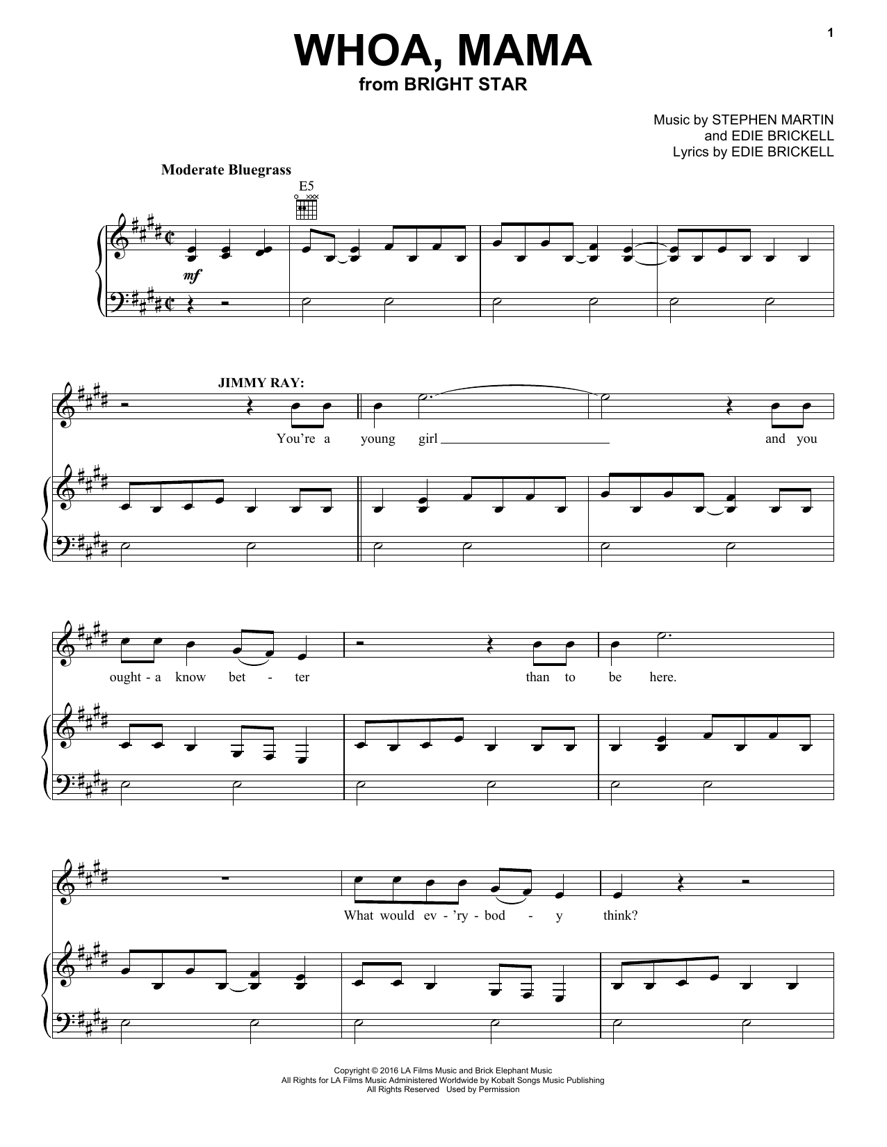 Download Edie Brickell Whoa, Mama Sheet Music and learn how to play Piano, Vocal & Guitar (Right-Hand Melody) PDF digital score in minutes