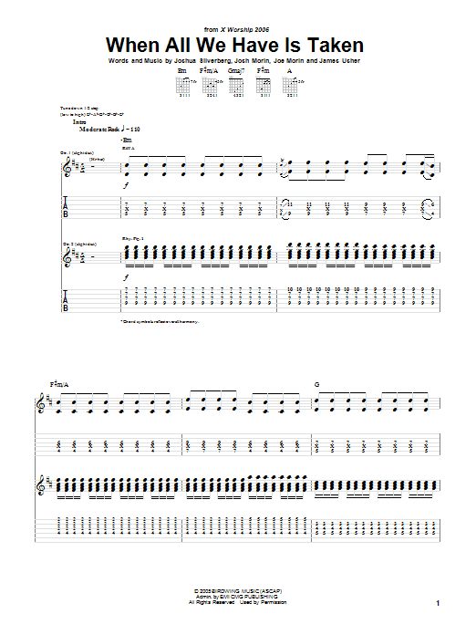 Download Edison Glass When All We Have Is Taken Sheet Music and learn how to play Guitar Tab PDF digital score in minutes