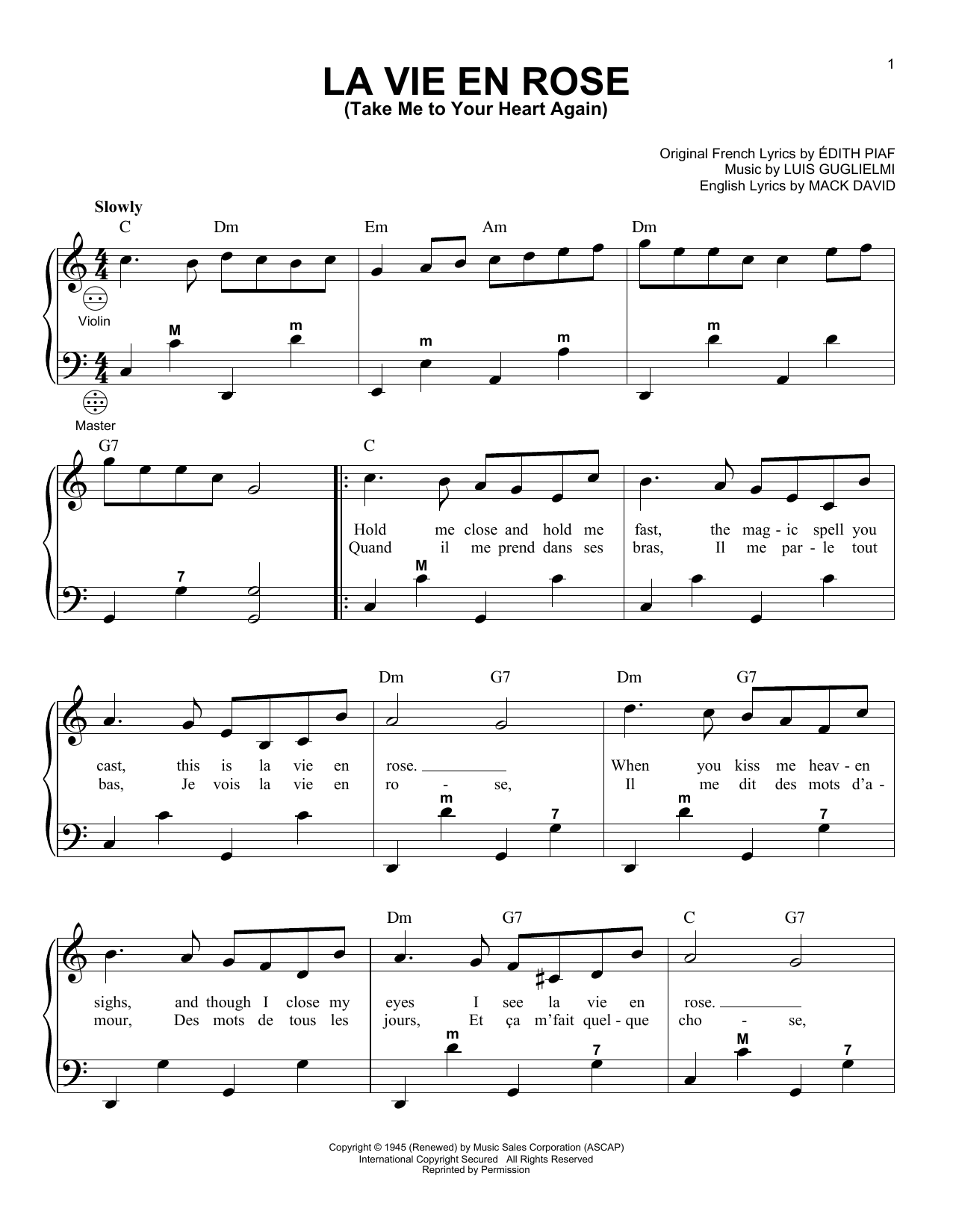 Download Gary Meisner La Vie En Rose (Take Me To Your Heart Again) Sheet Music and learn how to play Accordion PDF digital score in minutes