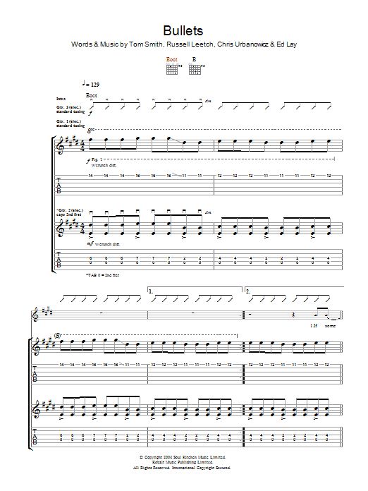 Download Editors Bullets Sheet Music and learn how to play Guitar Tab PDF digital score in minutes