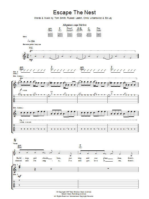 Download Editors Escape The Nest Sheet Music and learn how to play Guitar Tab PDF digital score in minutes