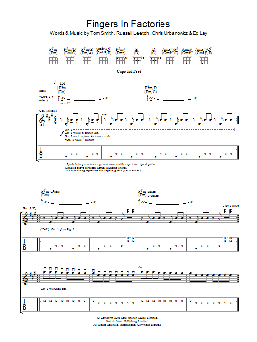 Download Editors Fingers In The Factories Sheet Music and learn how to play Guitar Tab PDF digital score in minutes
