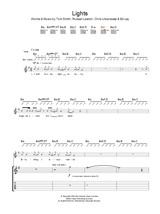 Download Editors Lights Sheet Music and learn how to play Guitar Tab PDF digital score in minutes