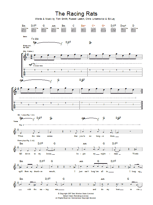 Download Editors The Racing Rats Sheet Music and learn how to play Guitar Tab PDF digital score in minutes