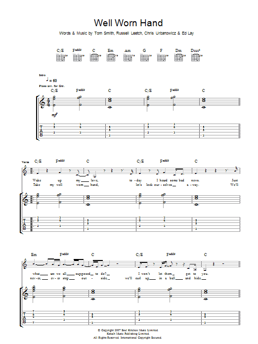 Download Editors Well Worn Hand Sheet Music and learn how to play Guitar Tab PDF digital score in minutes