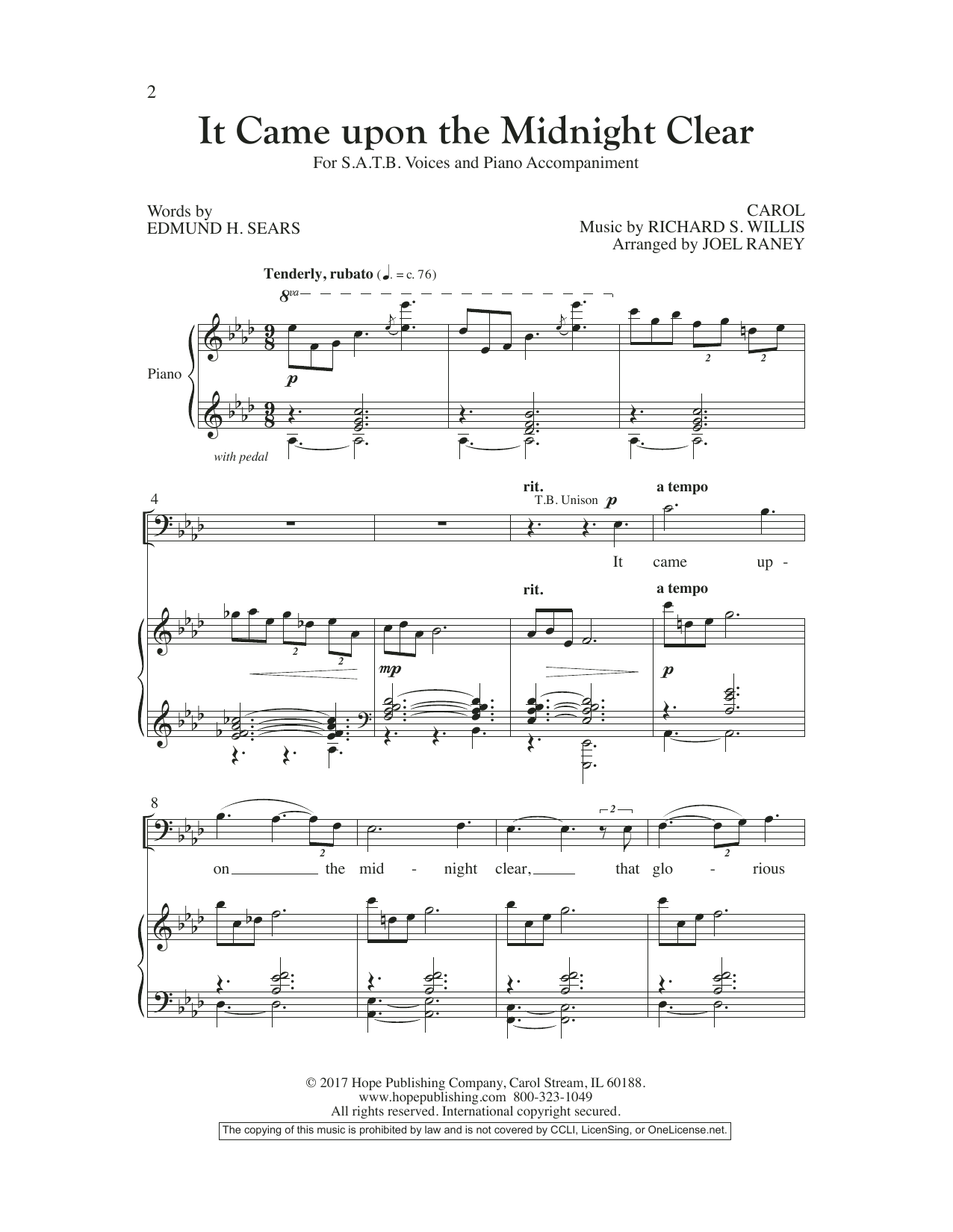 Download Edmund H. Sears It Came Upon The Midnight Clear Sheet Music and learn how to play SATB Choir PDF digital score in minutes
