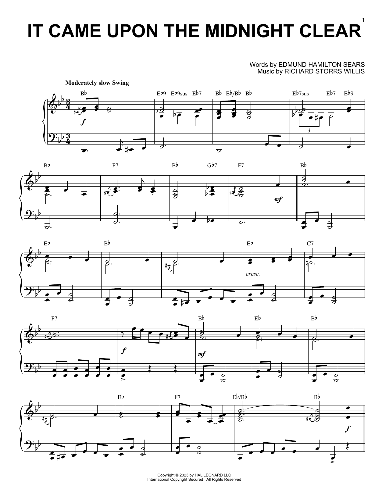 Download Edmund Hamilton Sears It Came Upon The Midnight Clear [Boogie Woogie version] (arr. Brent Edstrom) Sheet Music and learn how to play Piano Solo PDF digital score in minutes