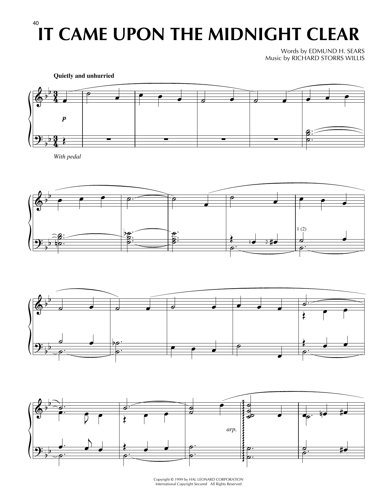Download Edmund Hamilton Sears It Came Upon The Midnight Clear [Jazz version] (arr. Frank Mantooth) Sheet Music and learn how to play Piano Solo PDF digital score in minutes