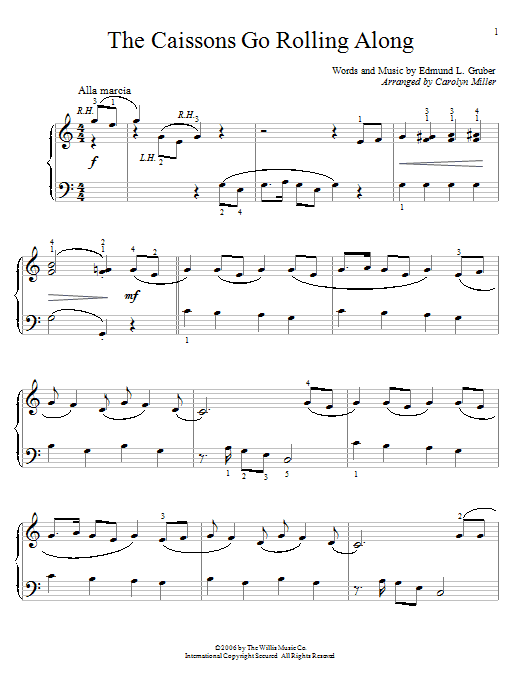 Carolyn Miller The Caissons Go Rolling Along Sheet Music Notes Download Printable Pdf Score