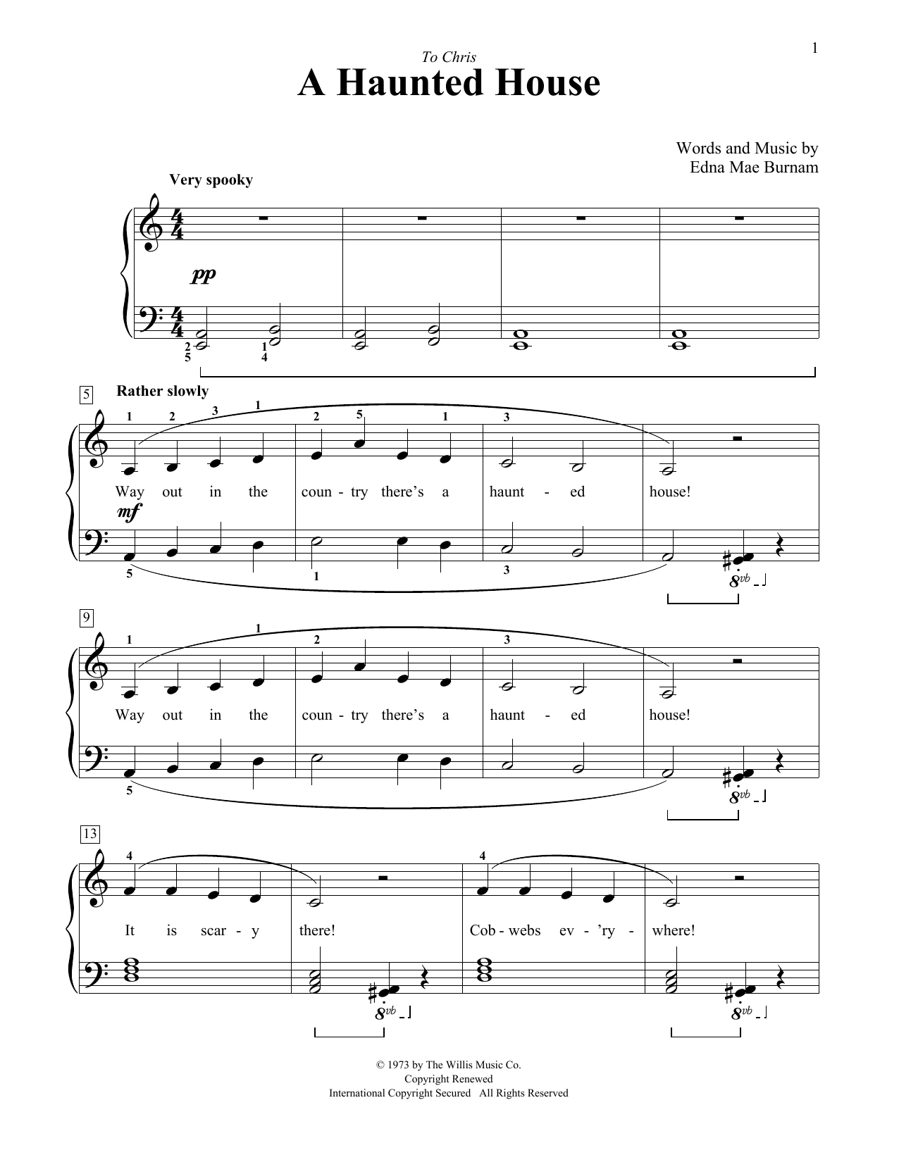 Download Edna Mae Burnam A Haunted House Sheet Music and learn how to play Easy Piano PDF digital score in minutes
