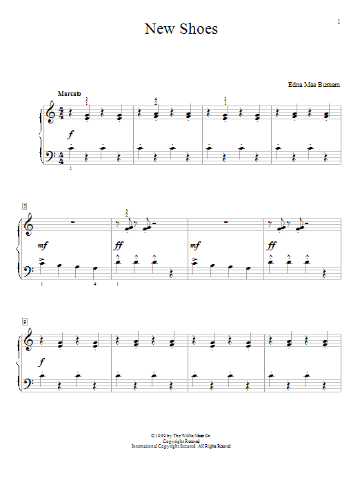 Download Edna Mae Burnam New Shoes Sheet Music and learn how to play Easy Piano PDF digital score in minutes