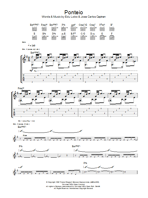 Download Edu Lobo Ponteio Sheet Music and learn how to play Guitar Tab PDF digital score in minutes