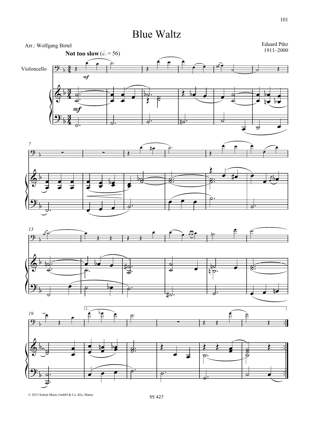 Download Eduard Pütz Blue Waltz Sheet Music and learn how to play String Solo PDF digital score in minutes