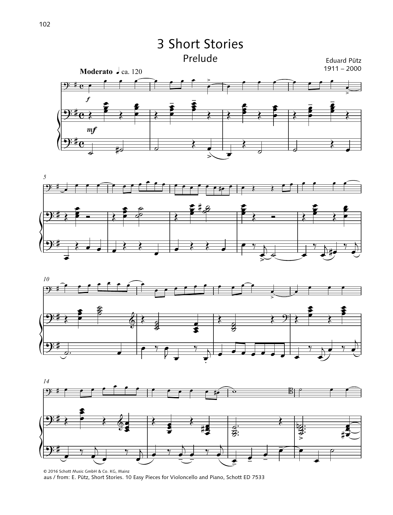 Download Eduard Pütz Prélude Sheet Music and learn how to play String Solo PDF digital score in minutes