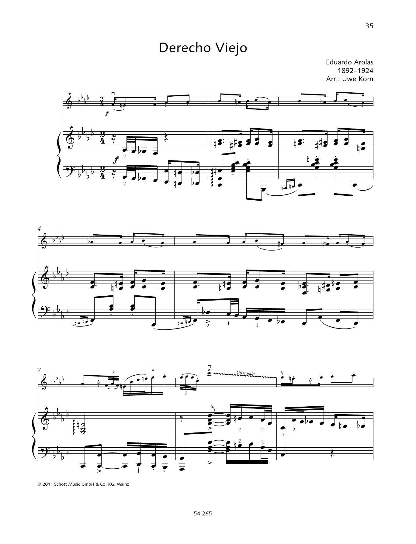 Download Eduardo Arolas Derecho Viejo Sheet Music and learn how to play String Solo PDF digital score in minutes