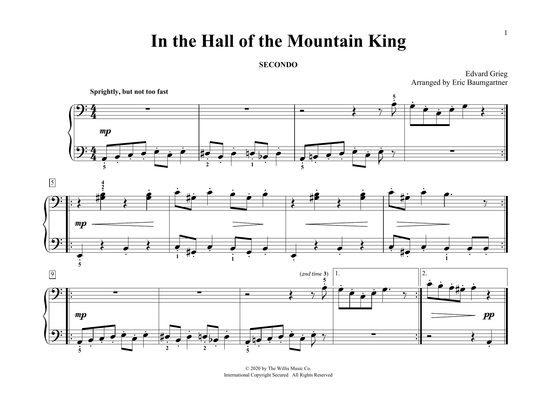 Download Edvard Grieg In The Hall Of The Mountain King (arr. Eric Baumgartner) Sheet Music and learn how to play Piano Duet PDF digital score in minutes