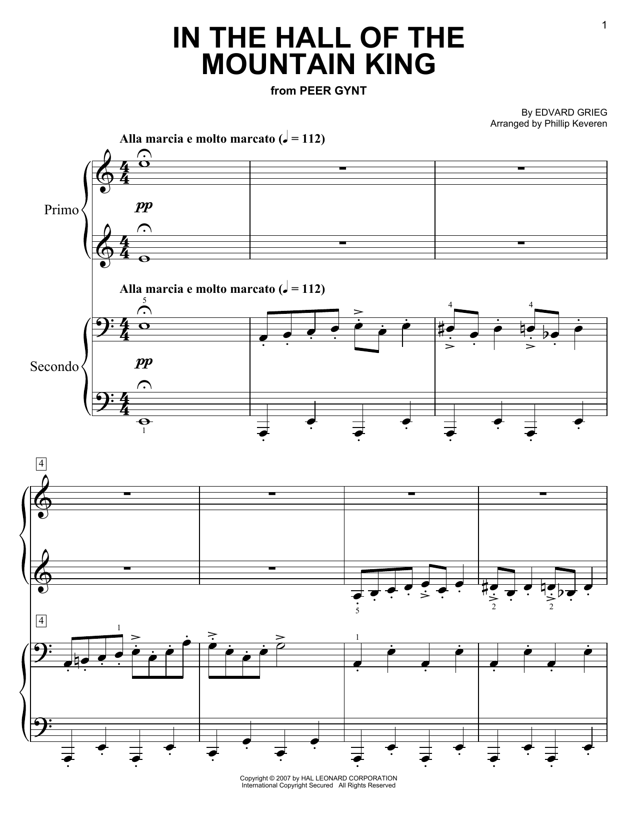 Download Phillip Keveren In The Hall Of The Mountain King Sheet Music and learn how to play Easy Piano Duet PDF digital score in minutes
