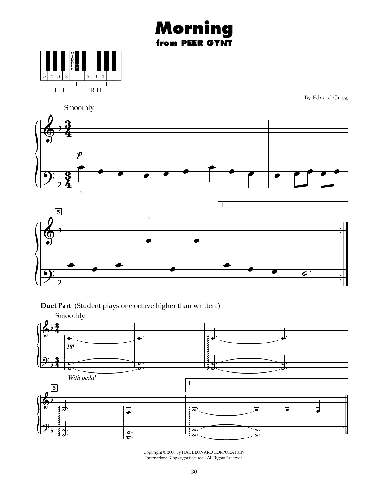 Download Edvard Grieg Morning (arr. Carol Klose) Sheet Music and learn how to play 5-Finger Piano PDF digital score in minutes