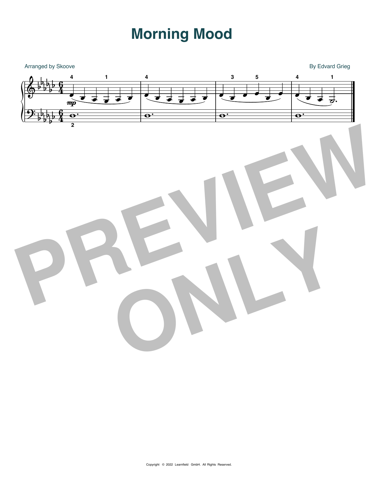 Download Edvard Grieg Morning Mood (arr. Skoove) Sheet Music and learn how to play Beginner Piano (Abridged) PDF digital score in minutes