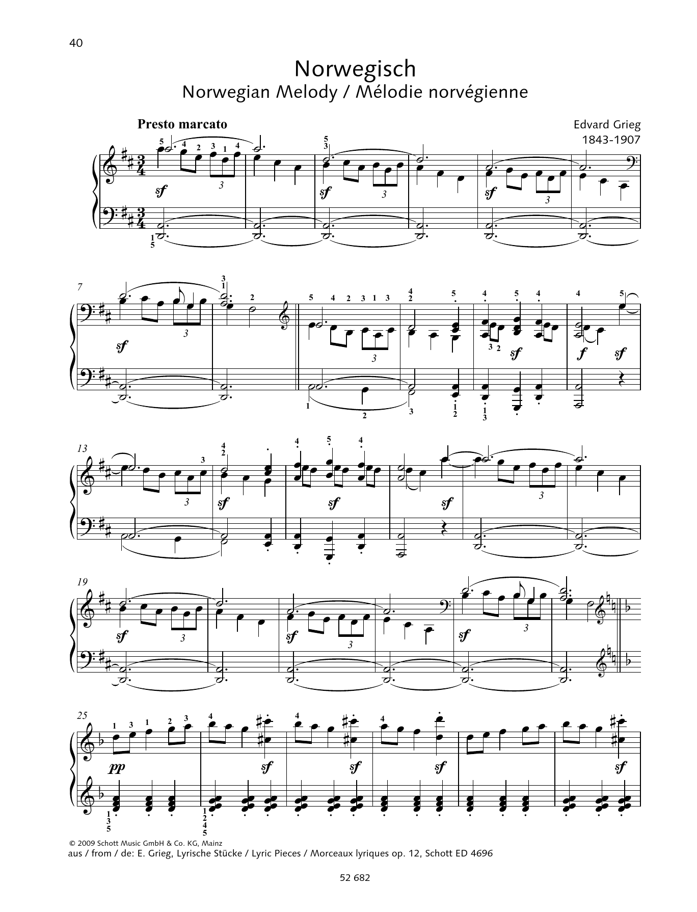 Download Edvard Grieg Norwegian Melody Sheet Music and learn how to play Piano Solo PDF digital score in minutes