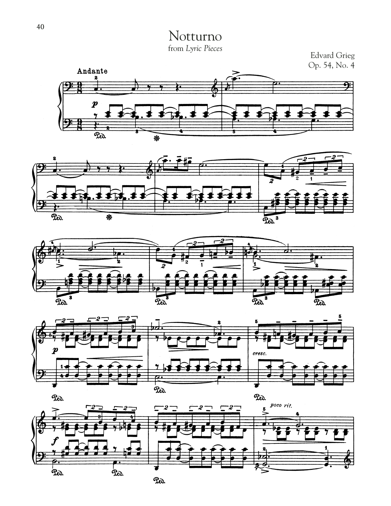 Download Edvard Grieg Notturno, Op. 54, No. 4 Sheet Music and learn how to play Educational Piano PDF digital score in minutes