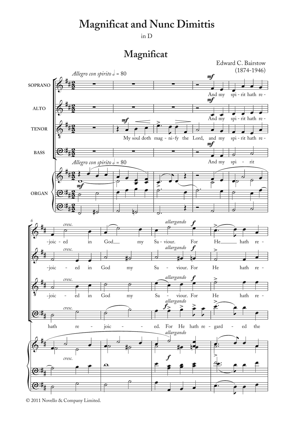Download Edward Bairstow Magnificat And Nunc Dimittis In D Sheet Music and learn how to play Choir PDF digital score in minutes