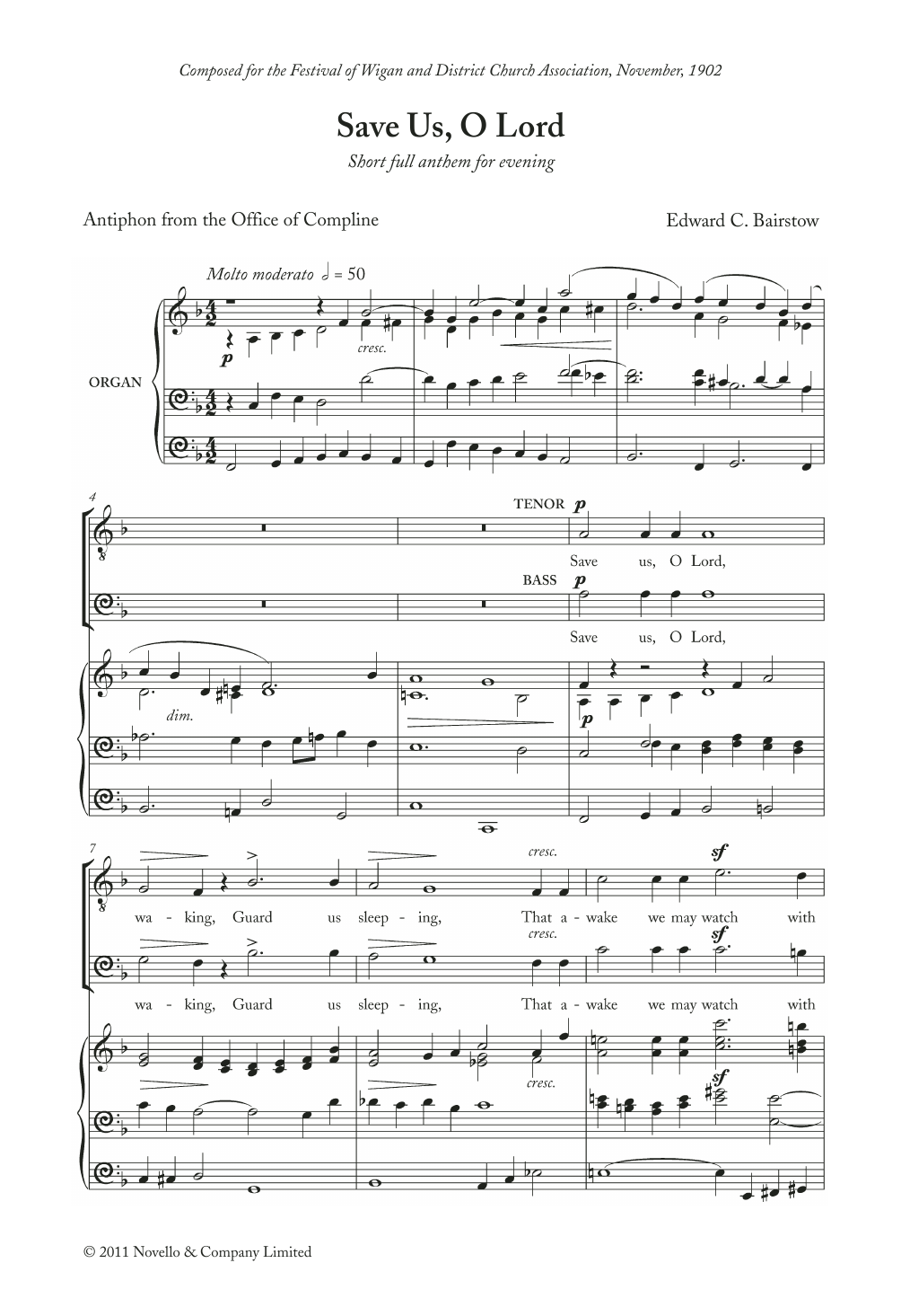 Download Edward Bairstow Save Us, O Lord Sheet Music and learn how to play SATB PDF digital score in minutes
