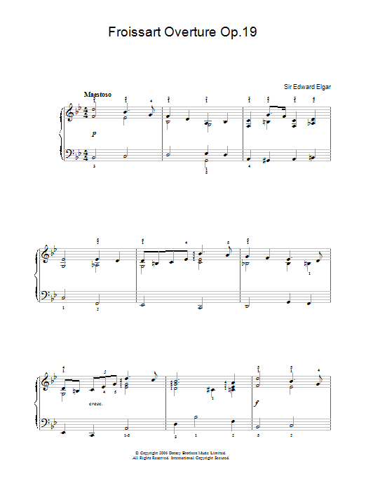 Download Edward Elgar Froissart Overture Op.19 Sheet Music and learn how to play Easy Piano PDF digital score in minutes